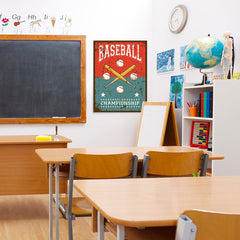 Ezposterprints - Bats Green Red | Retro Sports Series BASEBALL Posters - 24x32 ambiance display photo sample