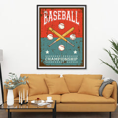 Ezposterprints - Bats Green Red | Retro Sports Series BASEBALL Posters - 36x48 ambiance display photo sample