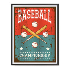 Ezposterprints - Bats Green Red | Retro Sports Series BASEBALL Posters with frame photo sample