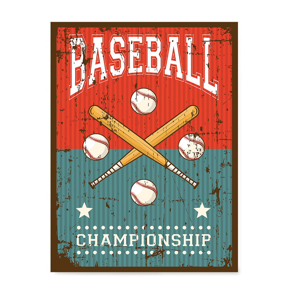 Ezposterprints - Bats Green Red | Retro Sports Series BASEBALL Posters