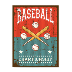 Ezposterprints - Bats Green Red | Retro Sports Series BASEBALL Posters