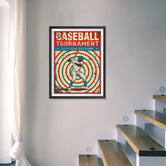 Ezposterprints - Player Blue Red | Retro Sports Series BASEBALL Posters - 18x24 ambiance display photo sample