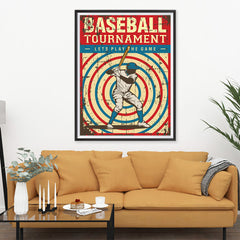 Ezposterprints - Player Blue Red | Retro Sports Series BASEBALL Posters - 36x48 ambiance display photo sample