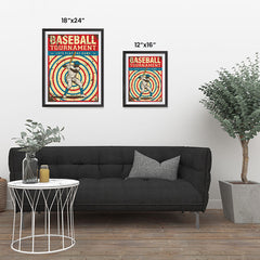Ezposterprints - Player Blue Red | Retro Sports Series BASEBALL Posters ambiance display photo sample
