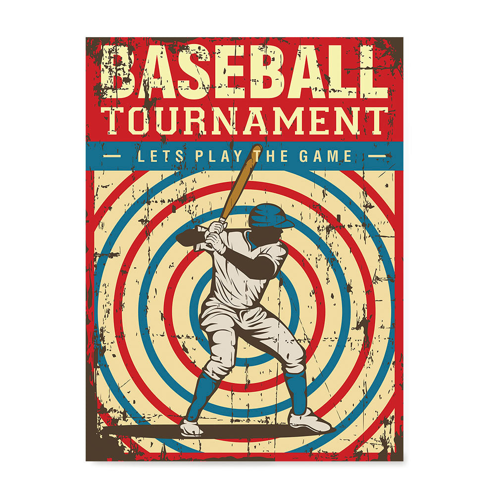Ezposterprints - Player Blue Red | Retro Sports Series BASEBALL Posters