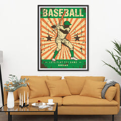 Ezposterprints - Player Green | Retro Sports Series BASEBALL Posters - 36x48 ambiance display photo sample
