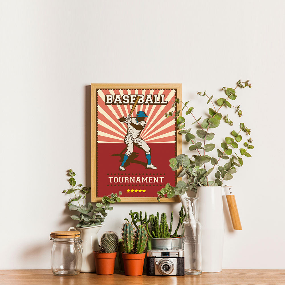 Ezposterprints - Player Red | Retro Sports Series BASEBALL Posters - 12x16 ambiance display photo sample