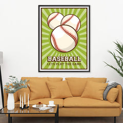 Ezposterprints - Three Balls | Retro Sports Series BASEBALL Posters - 36x48 ambiance display photo sample