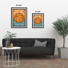 Ezposterprints - Ball Brown | Retro Sports Series BASKETBALL Posters ambiance display photo sample