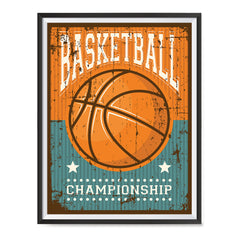 Ezposterprints - Ball Brown | Retro Sports Series BASKETBALL Posters with frame photo sample