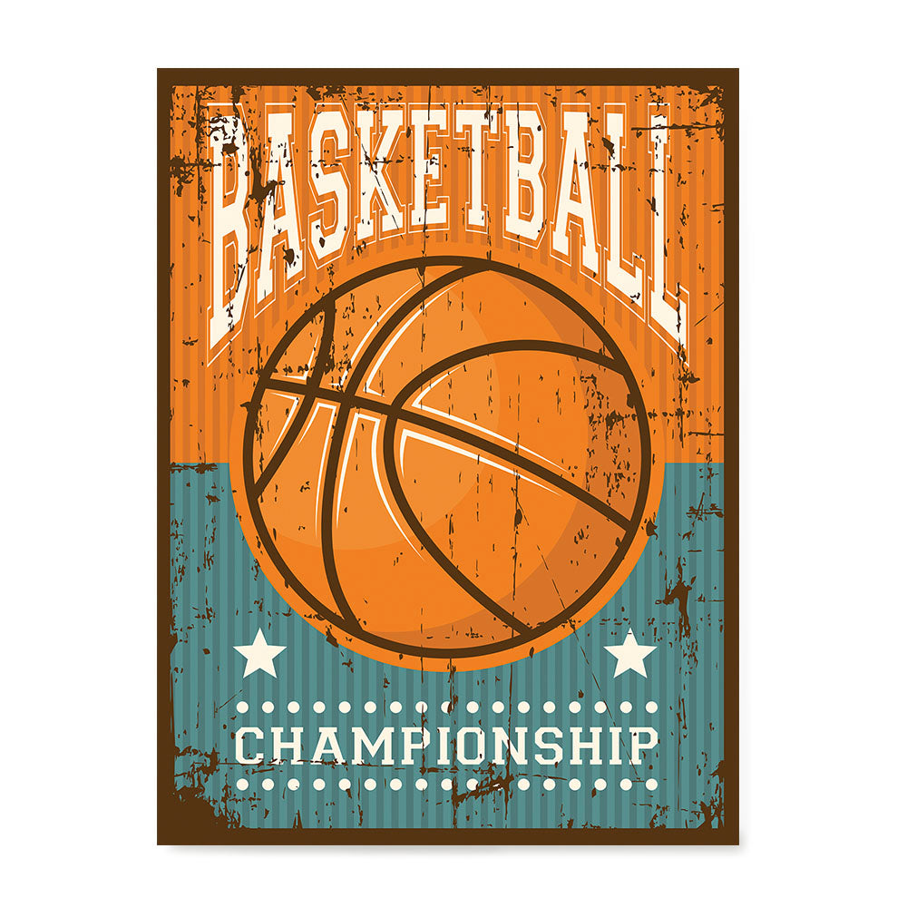 Ezposterprints - Ball Brown | Retro Sports Series BASKETBALL Posters