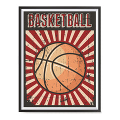 Ezposterprints - Ball Dark Red | Retro Sports Series BASKETBALL Posters with frame photo sample
