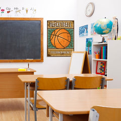 Ezposterprints - Ball Green | Retro Sports Series BASKETBALL Posters - 24x32 ambiance display photo sample