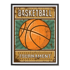 Ezposterprints - Ball Green | Retro Sports Series BASKETBALL Posters with frame photo sample