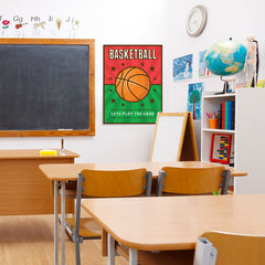 Ezposterprints - Ball Green Red | Retro Sports Series BASKETBALL Posters - 24x32 ambiance display photo sample