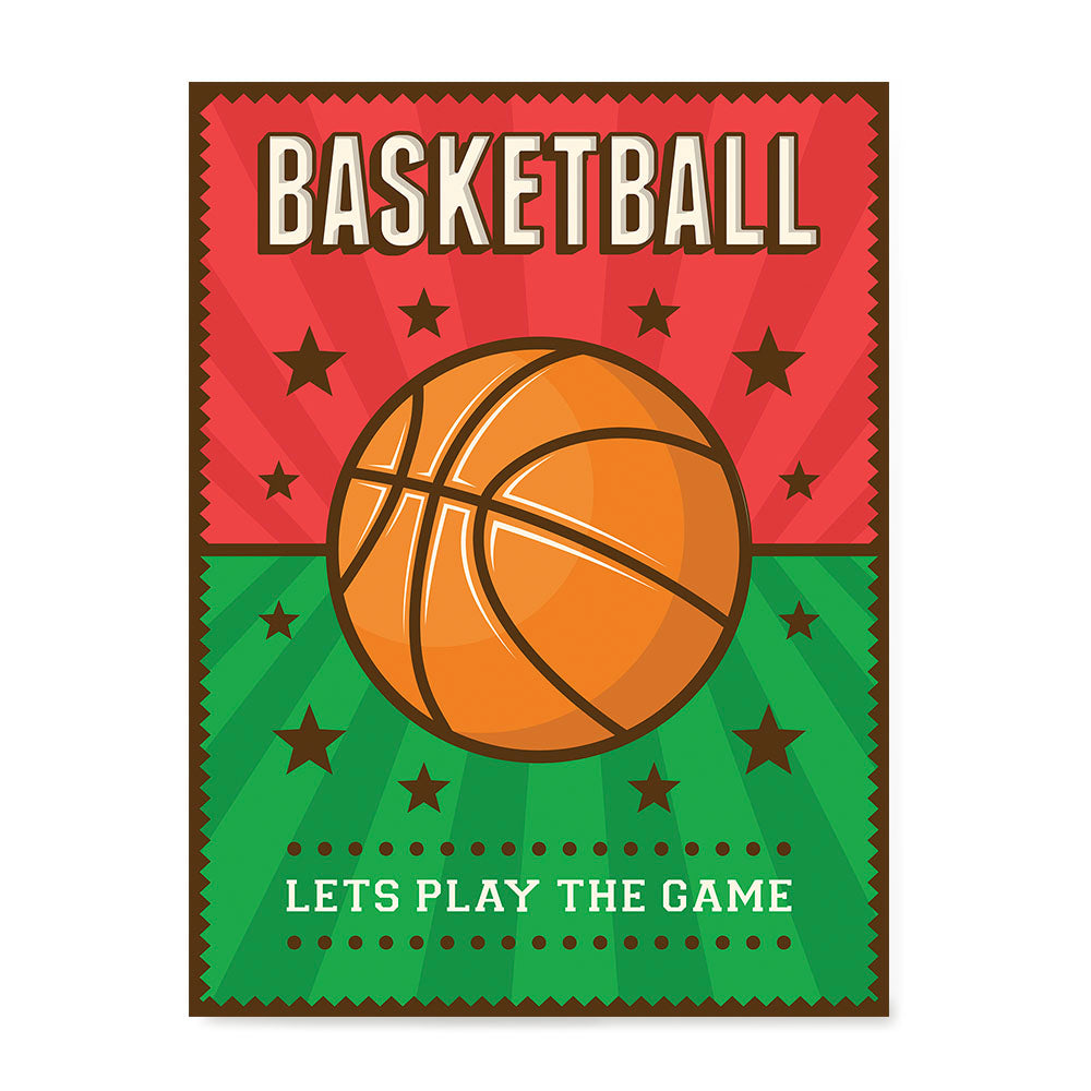 Ezposterprints - Ball Green Red | Retro Sports Series BASKETBALL Posters