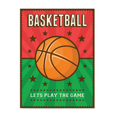Ezposterprints - Ball Green Red | Retro Sports Series BASKETBALL Posters