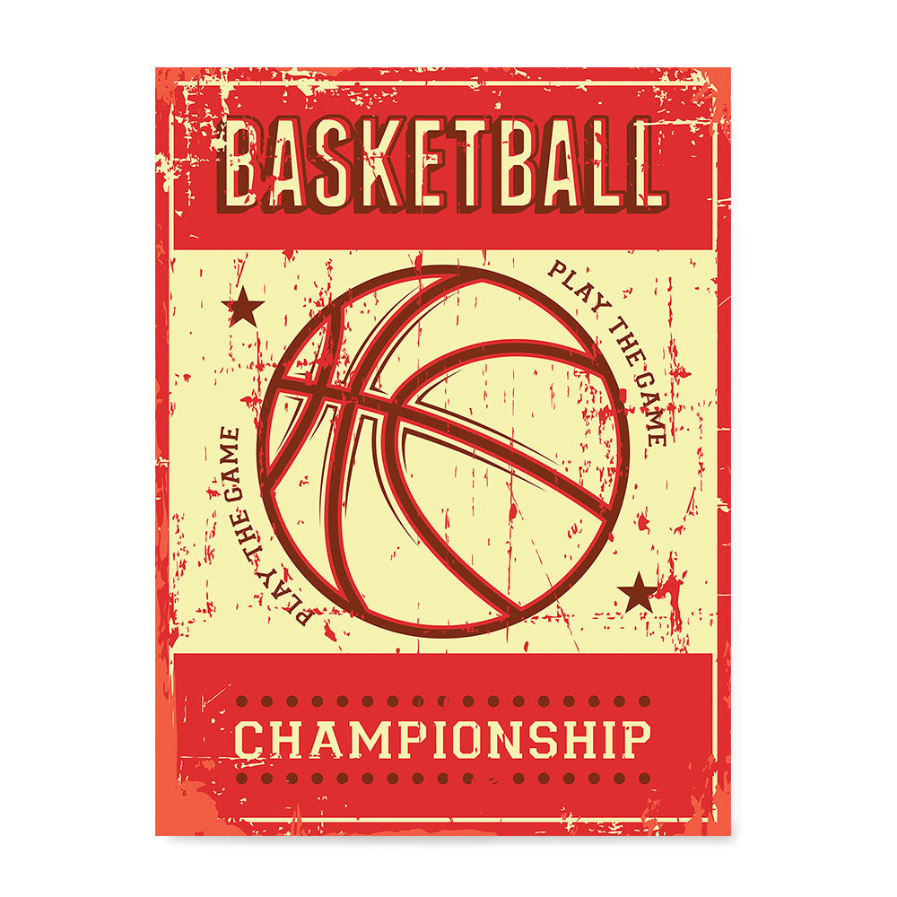 Ezposterprints - Ball Red | Retro Sports Series BASKETBALL Posters