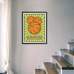 Ezposterprints - Three Balls | Retro Sports Series BASKETBALL Posters - 18x24 ambiance display photo sample