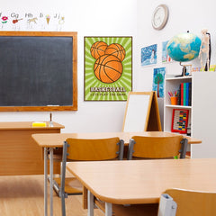 Ezposterprints - Three Balls | Retro Sports Series BASKETBALL Posters - 24x32 ambiance display photo sample