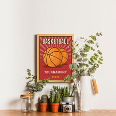 Ezposterprints - Two Balls | Retro Sports Series BASKETBALL Posters - 12x16 ambiance display photo sample