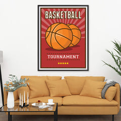 Ezposterprints - Two Balls | Retro Sports Series BASKETBALL Posters - 36x48 ambiance display photo sample
