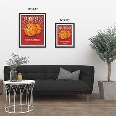 Ezposterprints - Two Balls | Retro Sports Series BASKETBALL Posters ambiance display photo sample