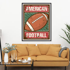 Ezposterprints - Ball Green | Retro Sports Series FOOTBALL Posters - 36x48 ambiance display photo sample