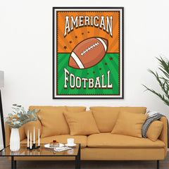 Ezposterprints - Ball Green Brown | Retro Sports Series FOOTBALL Posters - 36x48 ambiance display photo sample