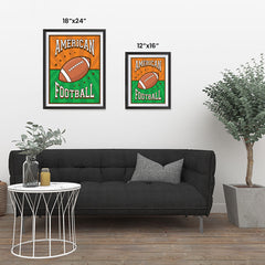 Ezposterprints - Ball Green Brown | Retro Sports Series FOOTBALL Posters ambiance display photo sample
