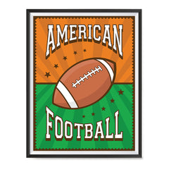 Ezposterprints - Ball Green Brown | Retro Sports Series FOOTBALL Posters with frame photo sample
