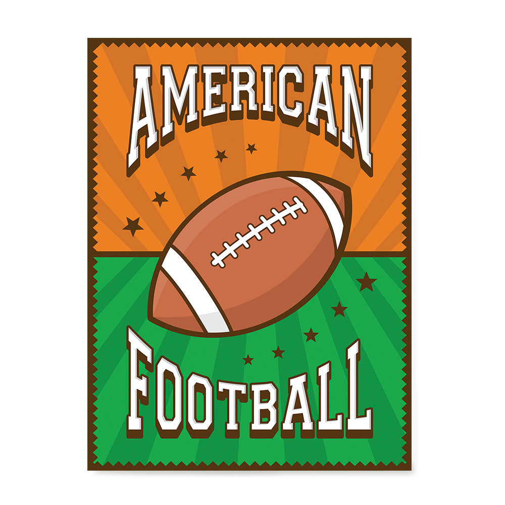 Ezposterprints - Ball Green Brown | Retro Sports Series FOOTBALL Posters