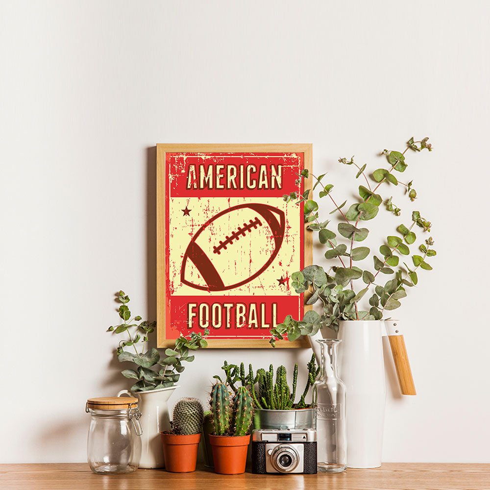 Ezposterprints - Ball Red | Retro Sports Series FOOTBALL Posters - 12x16 ambiance display photo sample