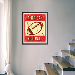 Ezposterprints - Ball Red | Retro Sports Series FOOTBALL Posters - 18x24 ambiance display photo sample