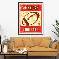 Ezposterprints - Ball Red | Retro Sports Series FOOTBALL Posters - 36x48 ambiance display photo sample