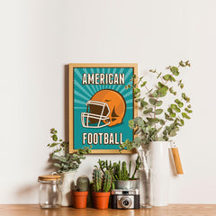 Ezposterprints - Helmet Green | Retro Sports Series FOOTBALL Posters - 12x16 ambiance display photo sample