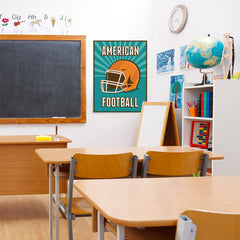 Ezposterprints - Helmet Green | Retro Sports Series FOOTBALL Posters - 24x32 ambiance display photo sample