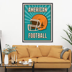 Ezposterprints - Helmet Green | Retro Sports Series FOOTBALL Posters - 36x48 ambiance display photo sample