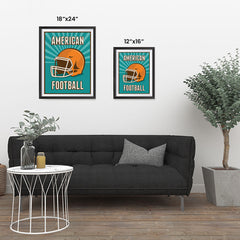 Ezposterprints - Helmet Green | Retro Sports Series FOOTBALL Posters ambiance display photo sample