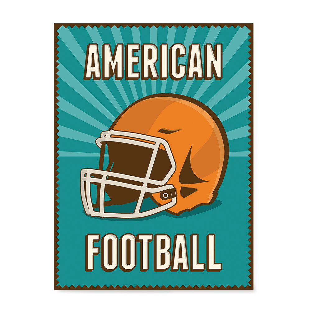 Ezposterprints - Helmet Green | Retro Sports Series FOOTBALL Posters