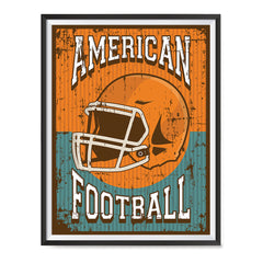 Ezposterprints - Helmet Orange Green | Retro Sports Series FOOTBALL Posters with frame photo sample