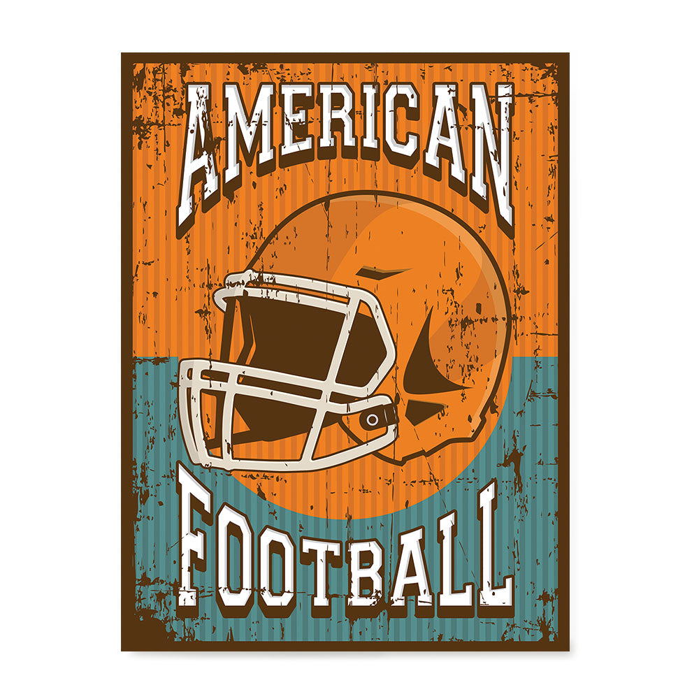 Ezposterprints - Helmet Orange Green | Retro Sports Series FOOTBALL Posters