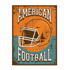 Ezposterprints - Helmet Orange Green | Retro Sports Series FOOTBALL Posters