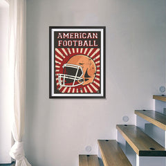 Ezposterprints - Helmet Red | Retro Sports Series FOOTBALL Posters - 18x24 ambiance display photo sample