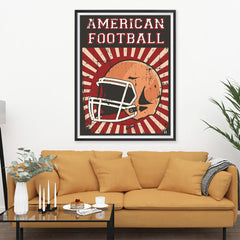Ezposterprints - Helmet Red | Retro Sports Series FOOTBALL Posters - 36x48 ambiance display photo sample