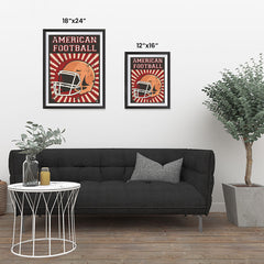 Ezposterprints - Helmet Red | Retro Sports Series FOOTBALL Posters ambiance display photo sample