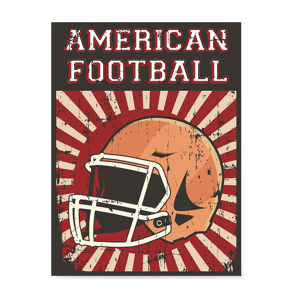 Ezposterprints - Helmet Red | Retro Sports Series FOOTBALL Posters