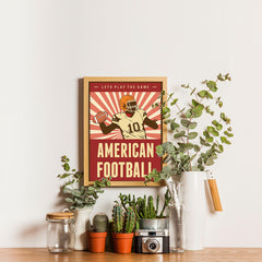 Ezposterprints - Player Dark Red | Retro Sports Series FOOTBALL Posters - 12x16 ambiance display photo sample