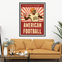 Ezposterprints - Player Dark Red | Retro Sports Series FOOTBALL Posters - 36x48 ambiance display photo sample