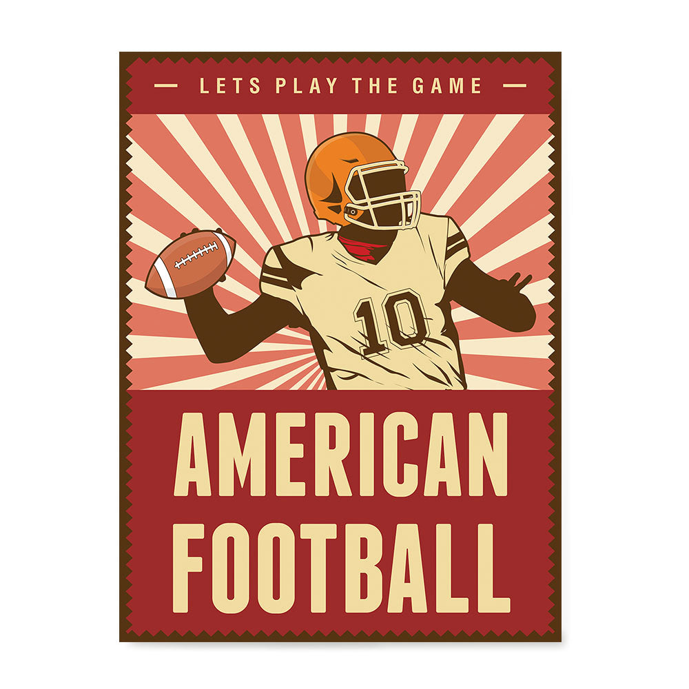Ezposterprints - Player Dark Red | Retro Sports Series FOOTBALL Posters